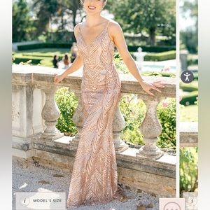 Revelry Camila Geo Sequin Dress size 0 rose gold NYE